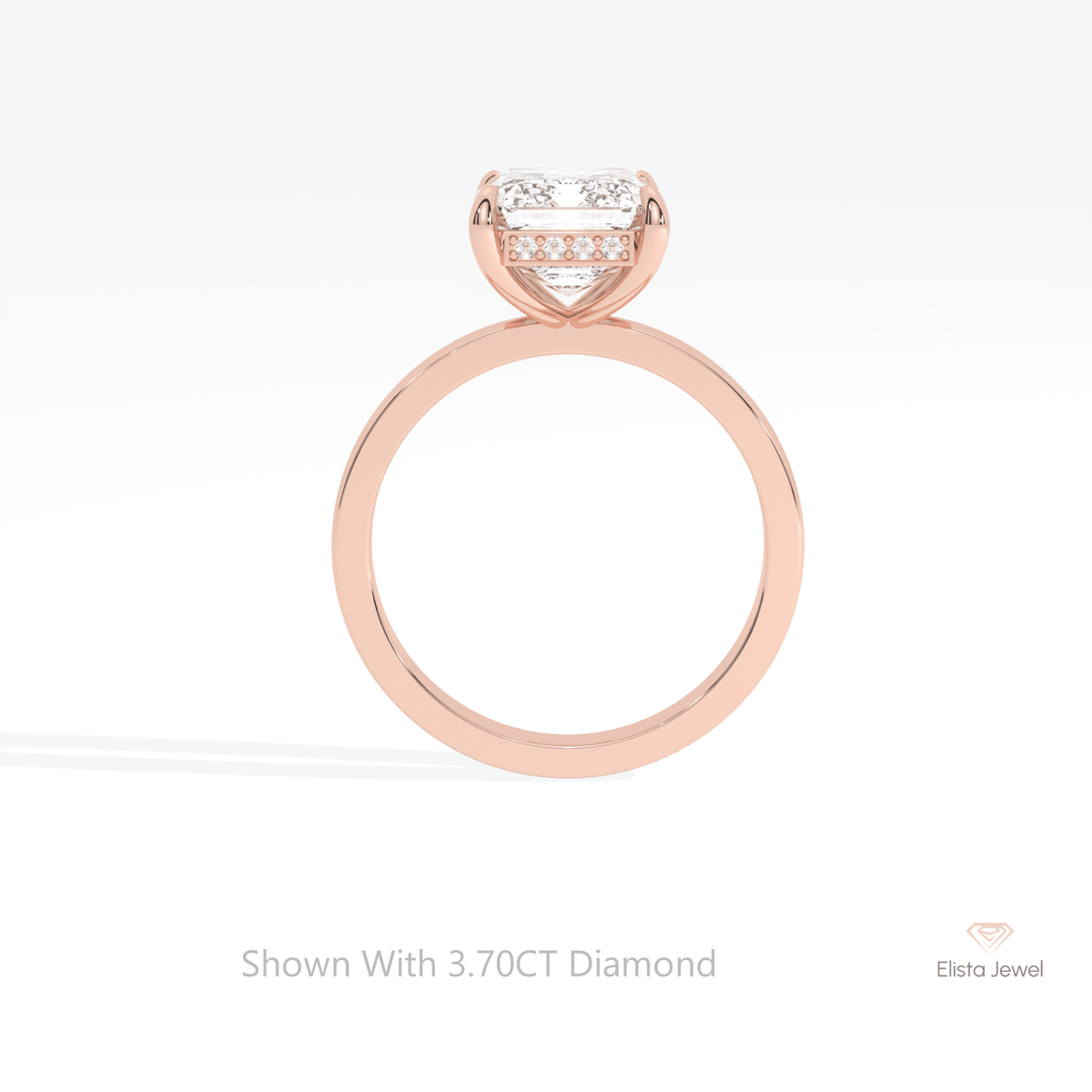 Emerald Cut Hidden Halo Wedding Lab Grown Diamond Ring - Alternative View