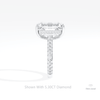 Emerald Cut Hidden Halo Wedding Lab Grown Diamond Ring in 14K White Gold - Top View