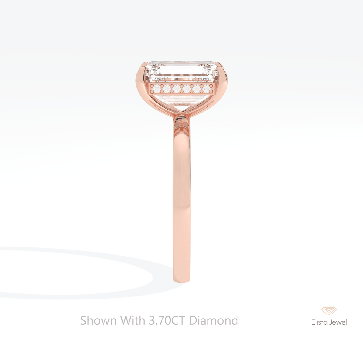 Emerald Cut Hidden Halo Wedding Lab Grown Diamond Ring - Additional View