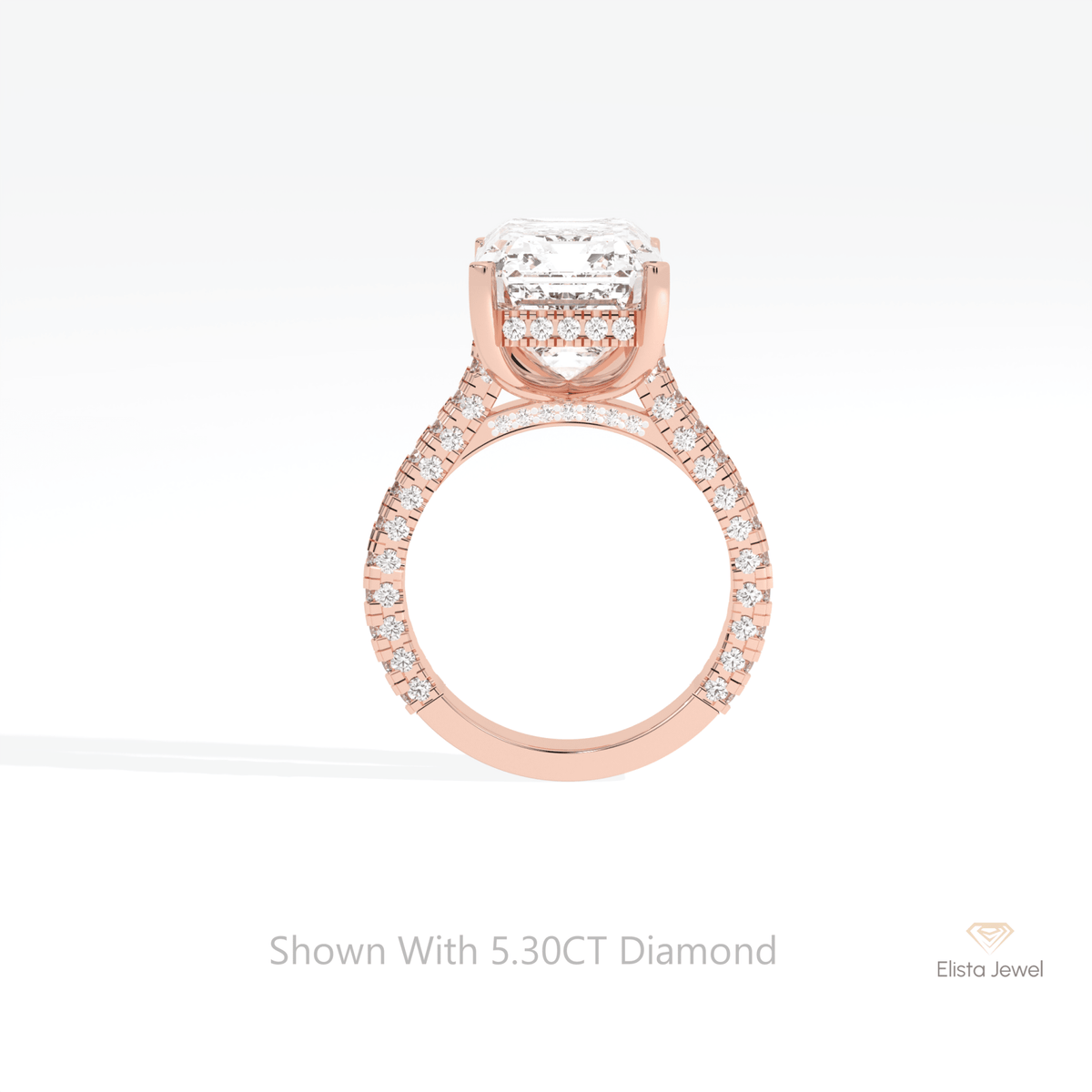 Emerald Cut Hidden Halo Wedding Lab Grown Diamond Ring - Alternative View