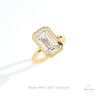 Emerald Cut Solitaire Bezel Wedding Lab Grown Diamond Ring in 14K Rose Gold - Profile View