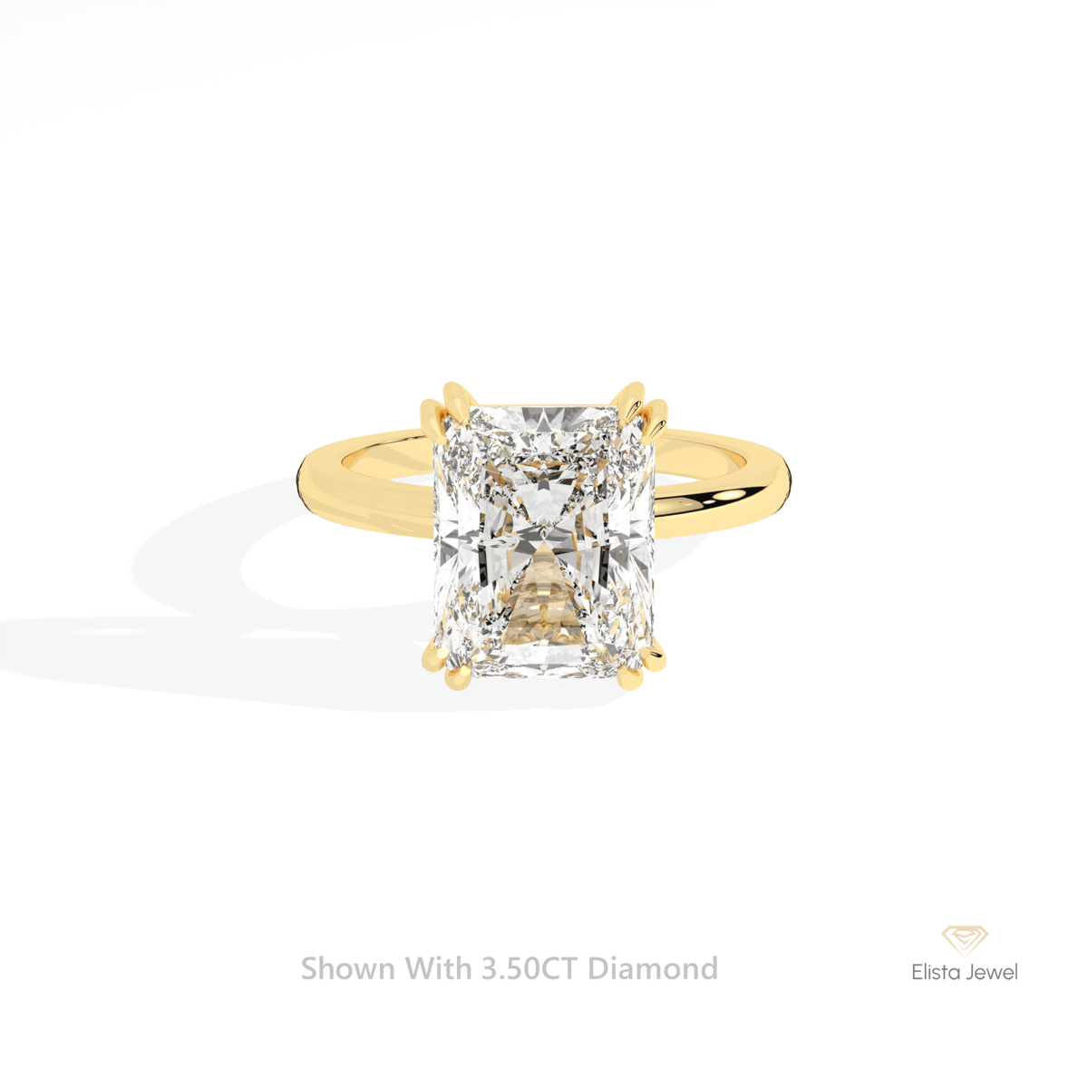 Emerald Cut Solitaire Engagement Lab Grown Diamond Ring in 14K Rose Gold - Profile View
