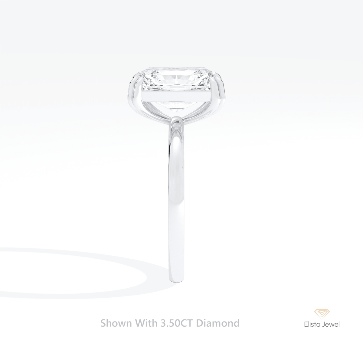 Emerald Cut Solitaire Engagement Lab Grown Diamond Ring in 18K Rose Gold - Ring on Hand View