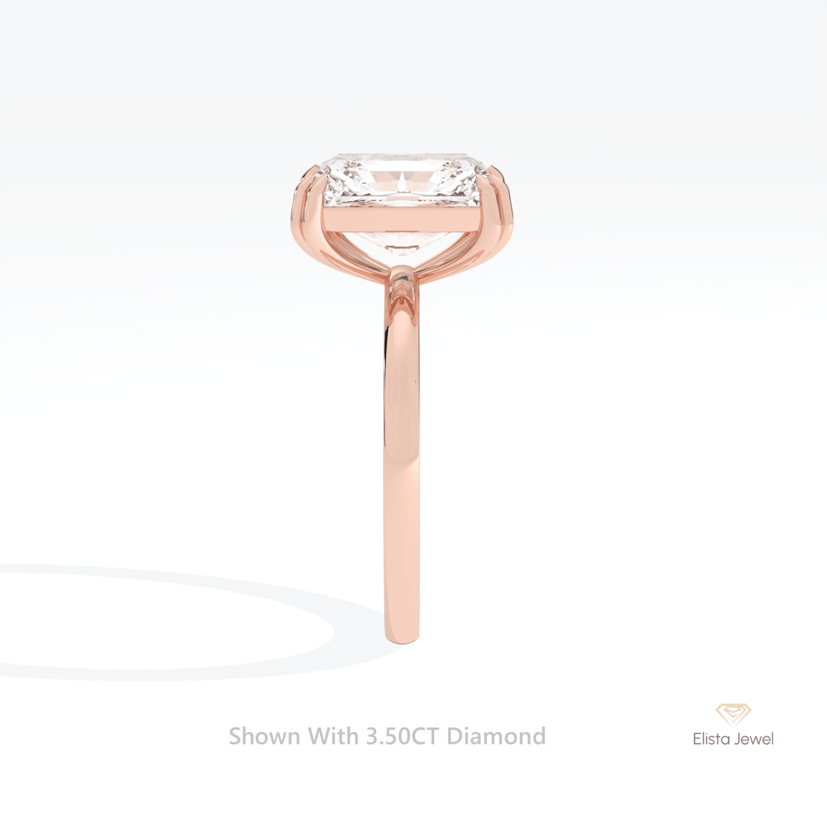Emerald Cut Solitaire Engagement Lab Grown Diamond Ring in 14K White Gold - Top View