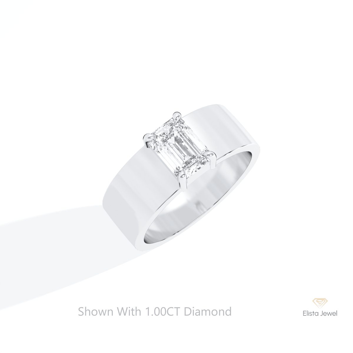 Emerald Cut Solitaire Wedding Lab Grown Diamond Ring in 14K Rose Gold - Profile View