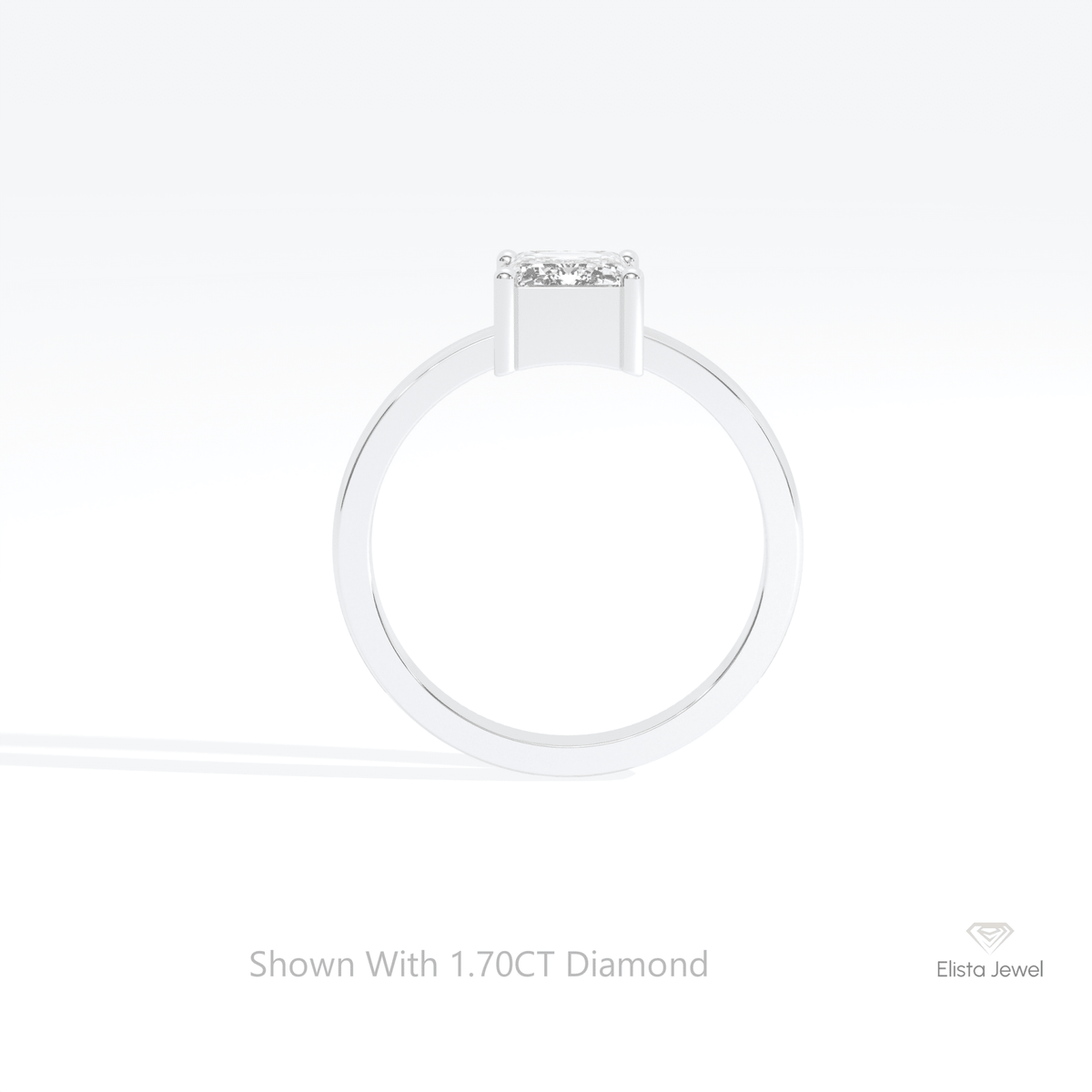 Emerald Cut Solitaire Wedding Lab Grown Diamond Ring in 10K Rose Gold - Angled View