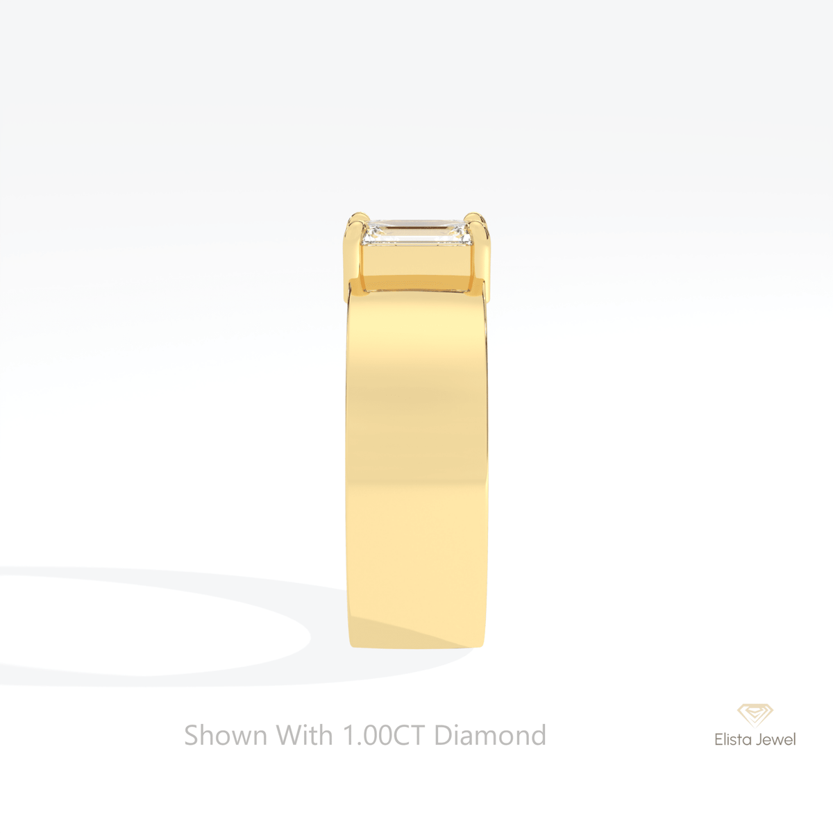 Emerald Cut Solitaire Wedding Lab Grown Diamond Ring in 14K White Gold - Top View