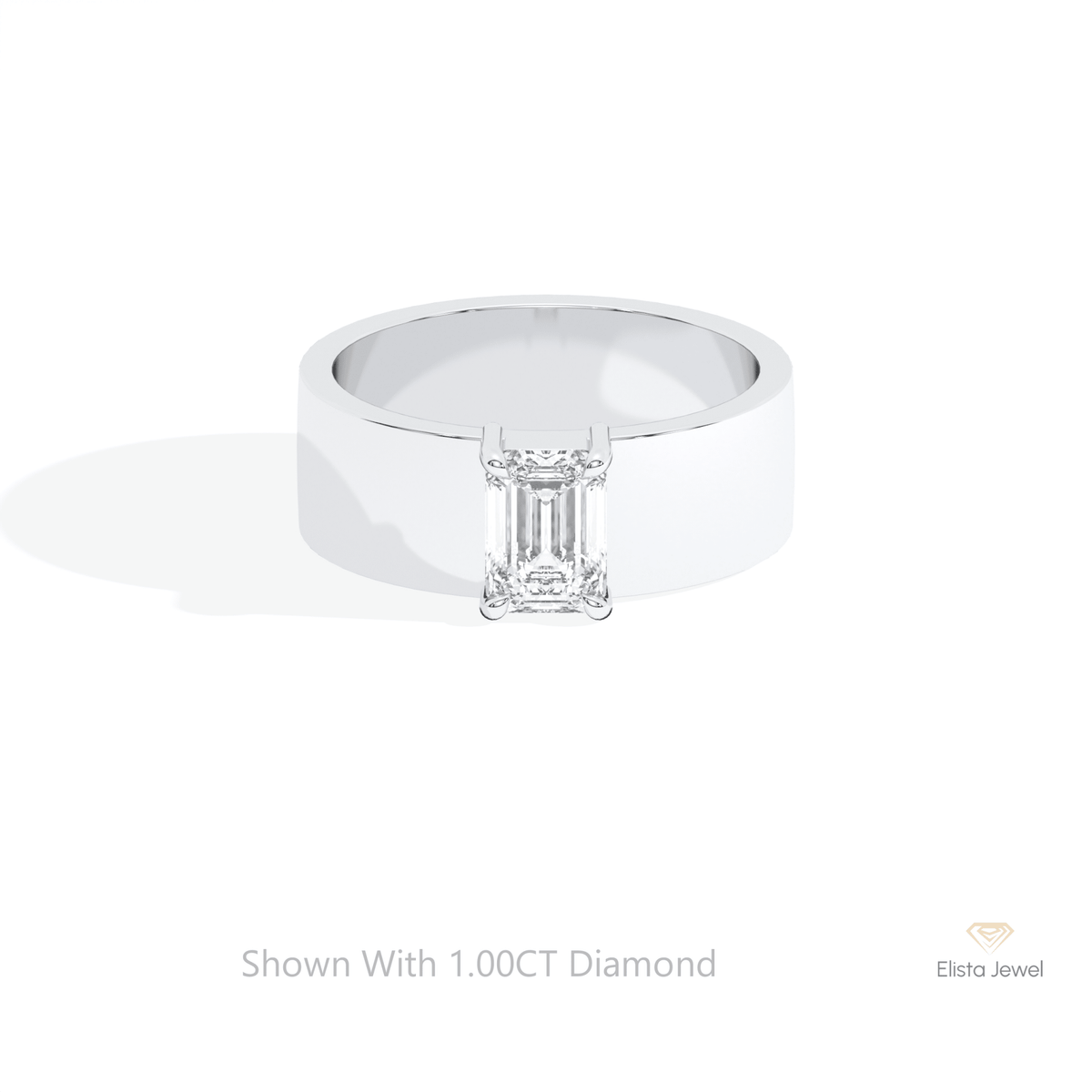 Emerald Cut Solitaire Wedding Lab Grown Diamond Ring in 14K Yellow Gold - Detail View