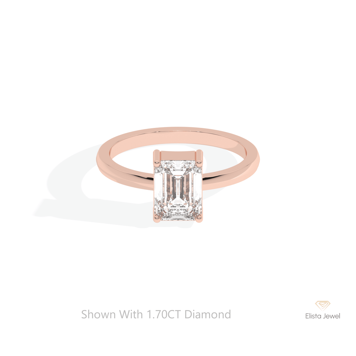 Emerald Cut Solitaire Wedding Lab Grown Diamond Ring in 14K Yellow Gold - Detail View