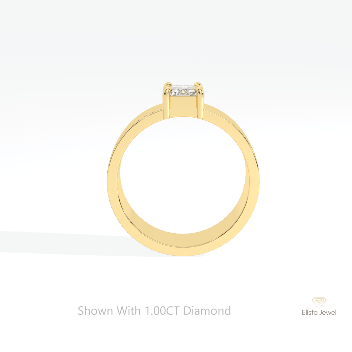Emerald Cut Solitaire Wedding Lab Grown Diamond Ring in 10K Rose Gold - Angled View