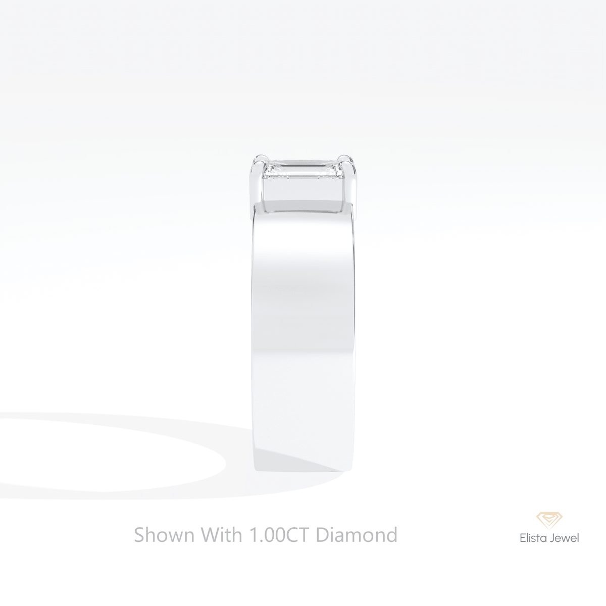 Emerald Cut Solitaire Wedding Lab Grown Diamond Ring in 18K Yellow Gold - Perspective View