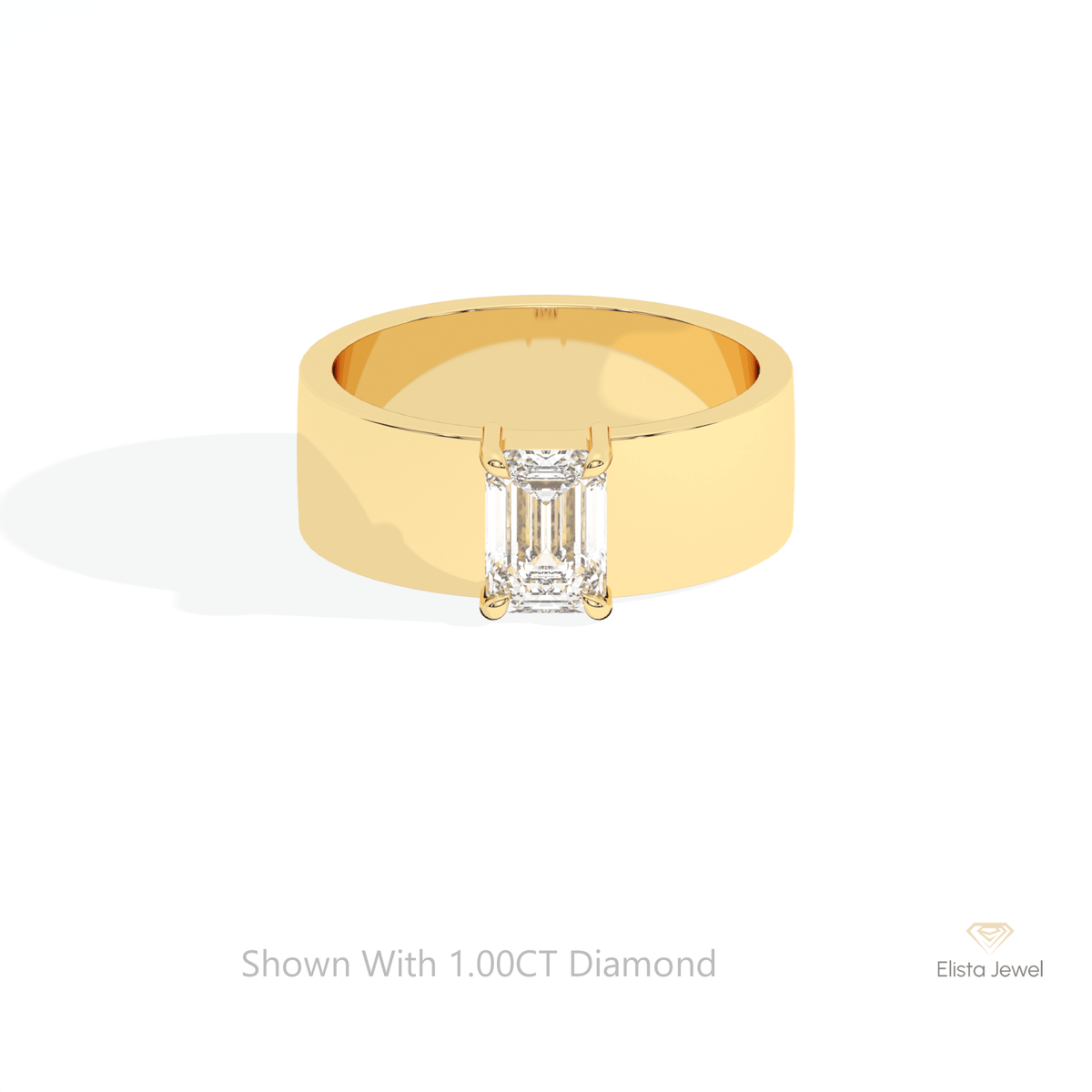 Emerald Cut Solitaire Wedding Lab Grown Diamond Ring in 10K White Gold - Front View