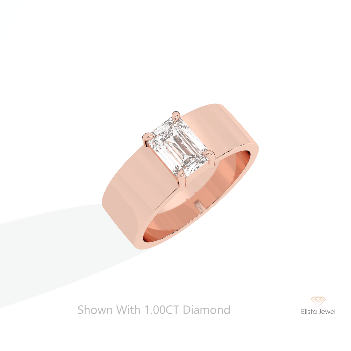 Emerald Cut Solitaire Wedding Lab Grown Diamond Ring in Platinum - Lifestyle View