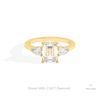 Emerald Cut Three Stone Engagement Lab Grown Diamond Ring in 18K Rose Gold - Ring on Hand View