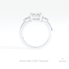 Emerald Cut Three Stone Engagement Lab Grown Diamond Ring in 18K White Gold - Close-up View