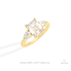 Emerald Cut Three Stone Engagement Lab Grown Diamond Ring in Platinum - Lifestyle View