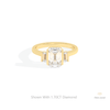 Emerald Cut Three Stone Engagement Lab Grown Diamond Ring in 14K Yellow Gold - Detail View