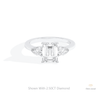 Emerald Cut Three Stone Engagement Lab Grown Diamond Ring in 14K Yellow Gold - Detail View