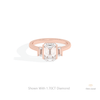 Emerald Cut Three Stone Engagement Lab Grown Diamond Ring in 18K Rose Gold - Ring on Hand View