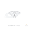 Emerald Cut Three Stone Engagement Lab Grown Diamond Ring in 10K White Gold - Front View