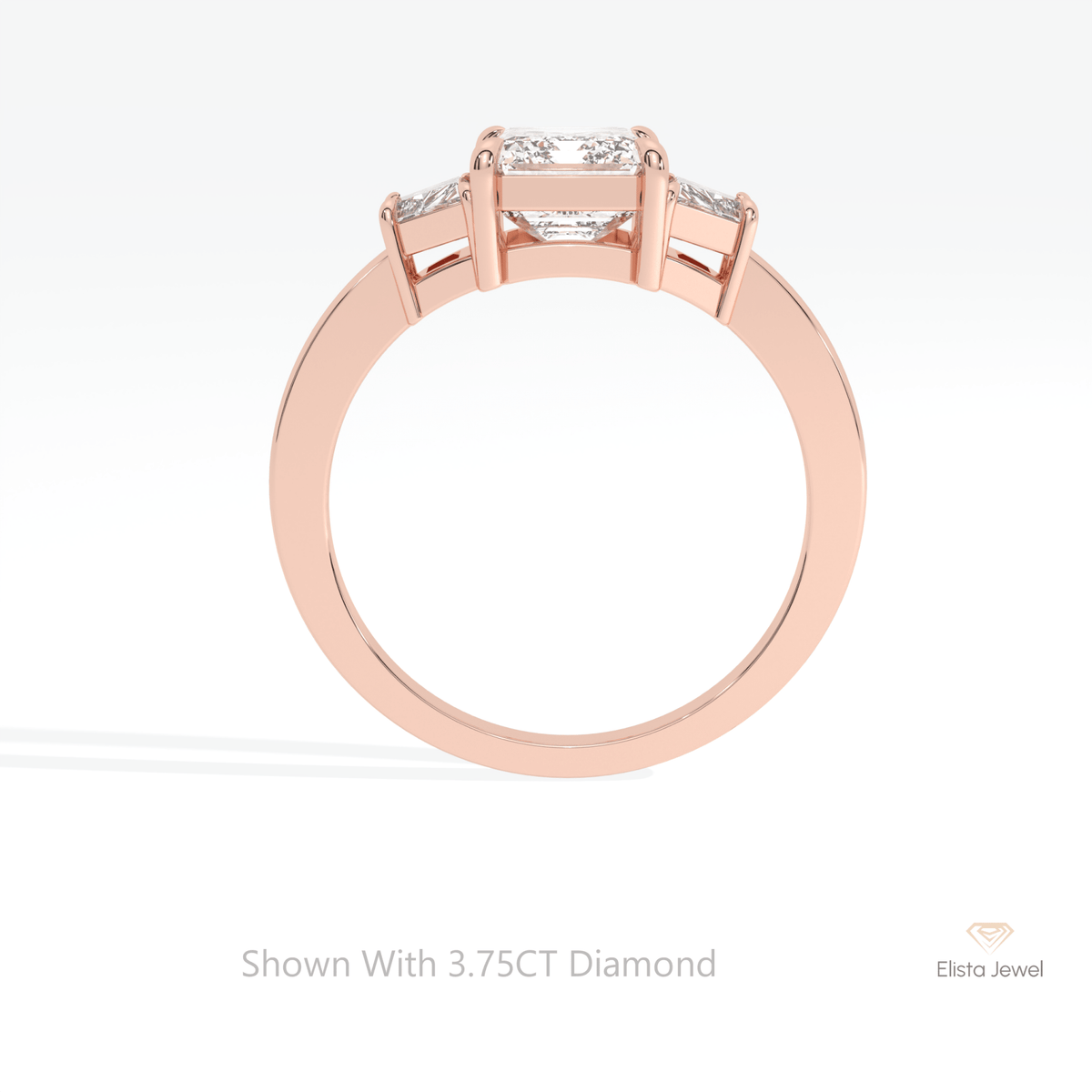 Emerald Cut Three Stone Lab Grown Diamond Ring - Alternative View