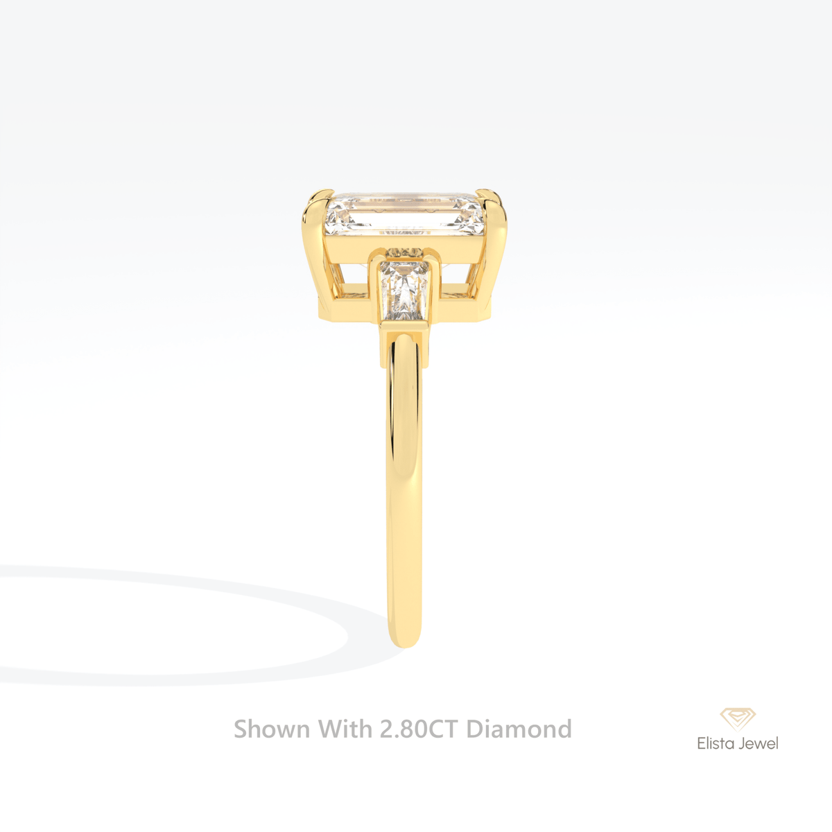 Emerald Cut Three Stone Wedding Lab Grown Diamond Ring - Alternative View