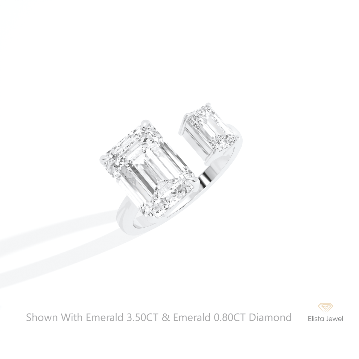 Emerald Cut Toi Et Moi Lab Grown Diamond Ring in 14K Rose Gold - Profile View
