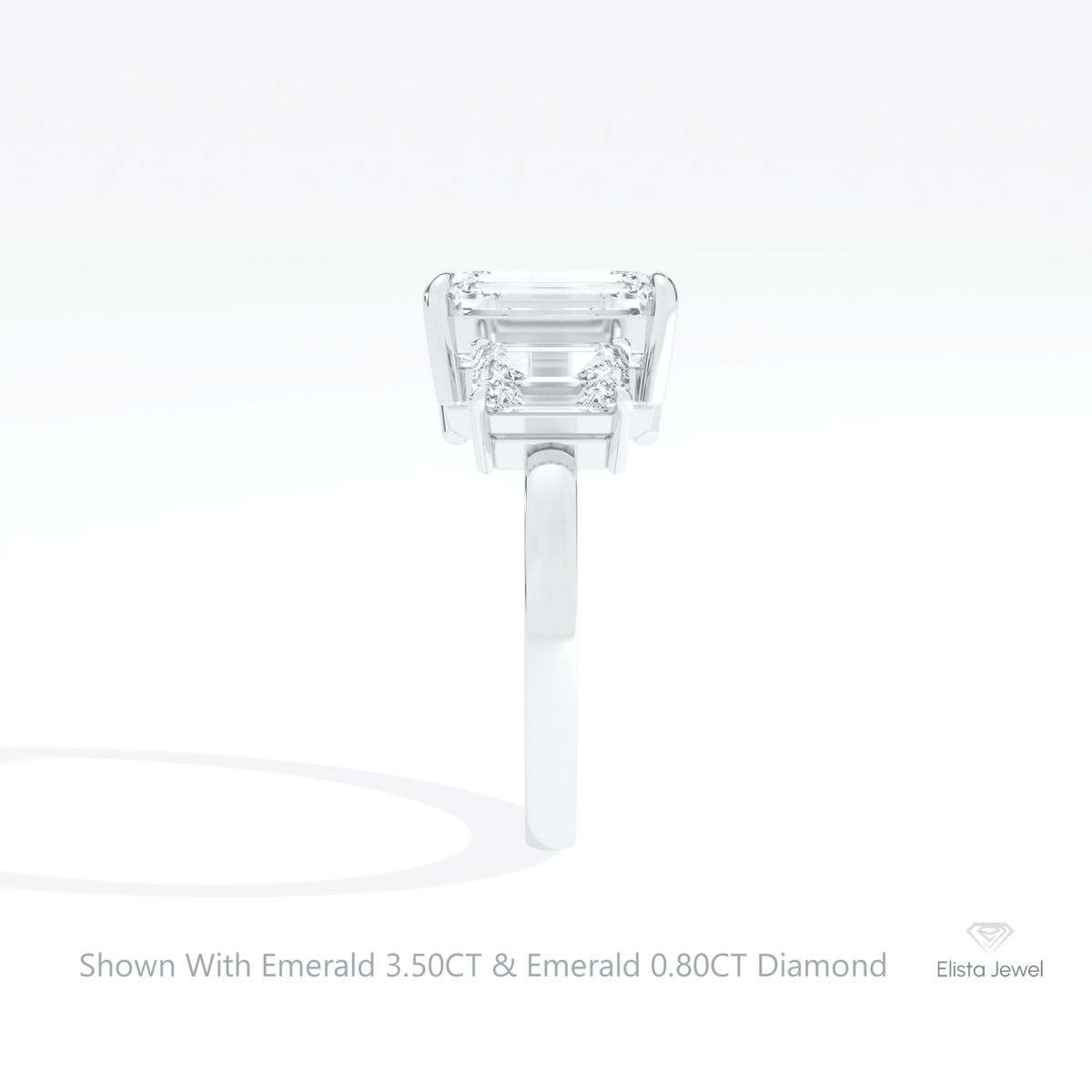 Emerald Cut Toi Et Moi Lab Grown Diamond Ring in 18K Yellow Gold - Perspective View