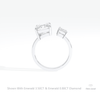 Emerald Cut Toi Et Moi Lab Grown Diamond Ring in 18K White Gold - Close-up View