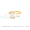 Emerald Cut Toi Et Moi Lab Grown Diamond Ring in 10K White Gold - Front View