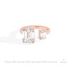 Emerald Cut Toi Et Moi Lab Grown Diamond Ring in 18K Rose Gold - Ring on Hand View