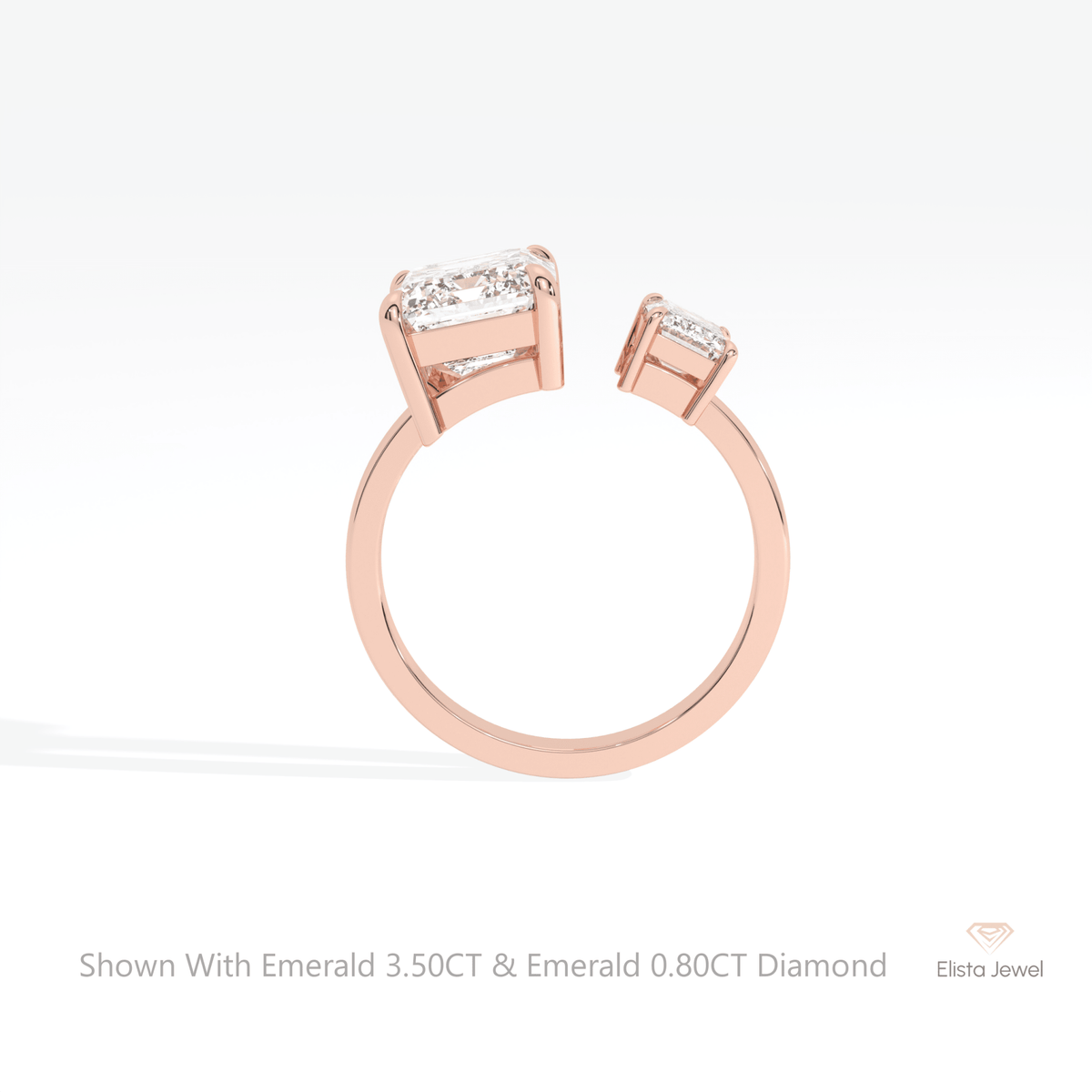 Emerald Cut Toi Et Moi Lab Grown Diamond Ring - Alternative View