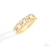 Emerald & Round Cut Full Bezel Wedding Lab Grown Diamond Band in 10K Yellow Gold - Side View