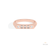 Emerald & Trilliant Cut Five Stone Lab Grown Diamond Band in 18K Rose Gold - Ring on Hand View