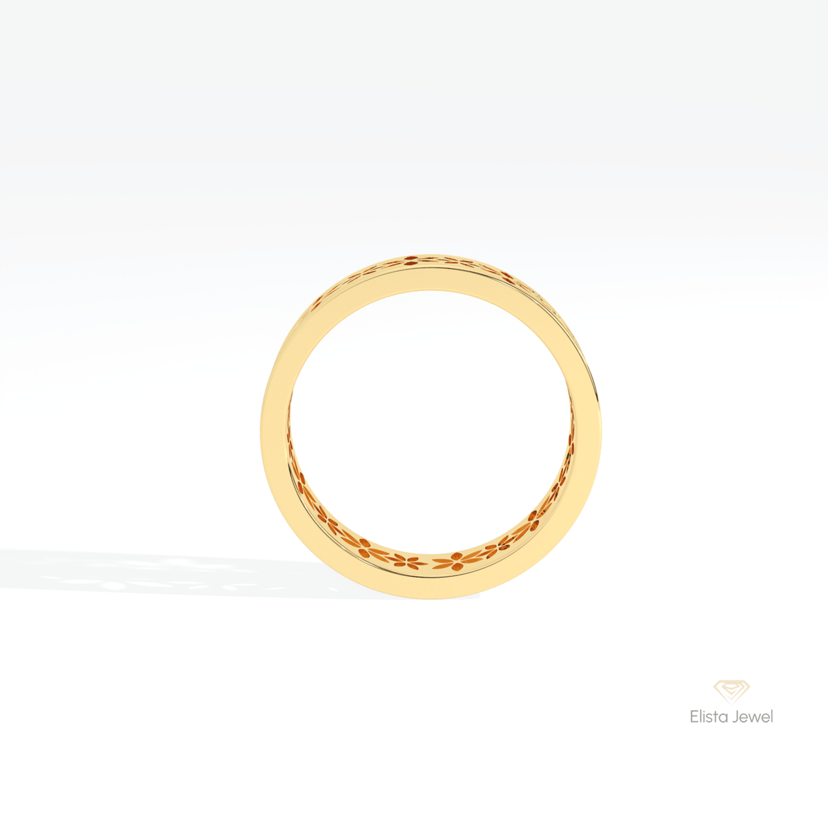 Floral Style Wedding Lab Grown Diamond Band in 10K Rose Gold - Angled View