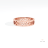 Floral Style Wedding Lab Grown Diamond Band in 18K Rose Gold - Ring on Hand View
