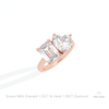 Heart And Emerald Cut Toi Et Moi Lab Grown Diamond Ring in 10K Yellow Gold - Side View