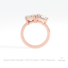 Heart And Emerald Cut Toi Et Moi Lab Grown Diamond Ring in 10K Rose Gold - Angled View