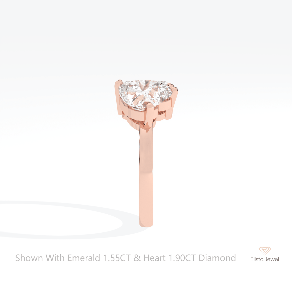 Heart And Emerald Cut Toi Et Moi Lab Grown Diamond Ring in 14K White Gold - Top View