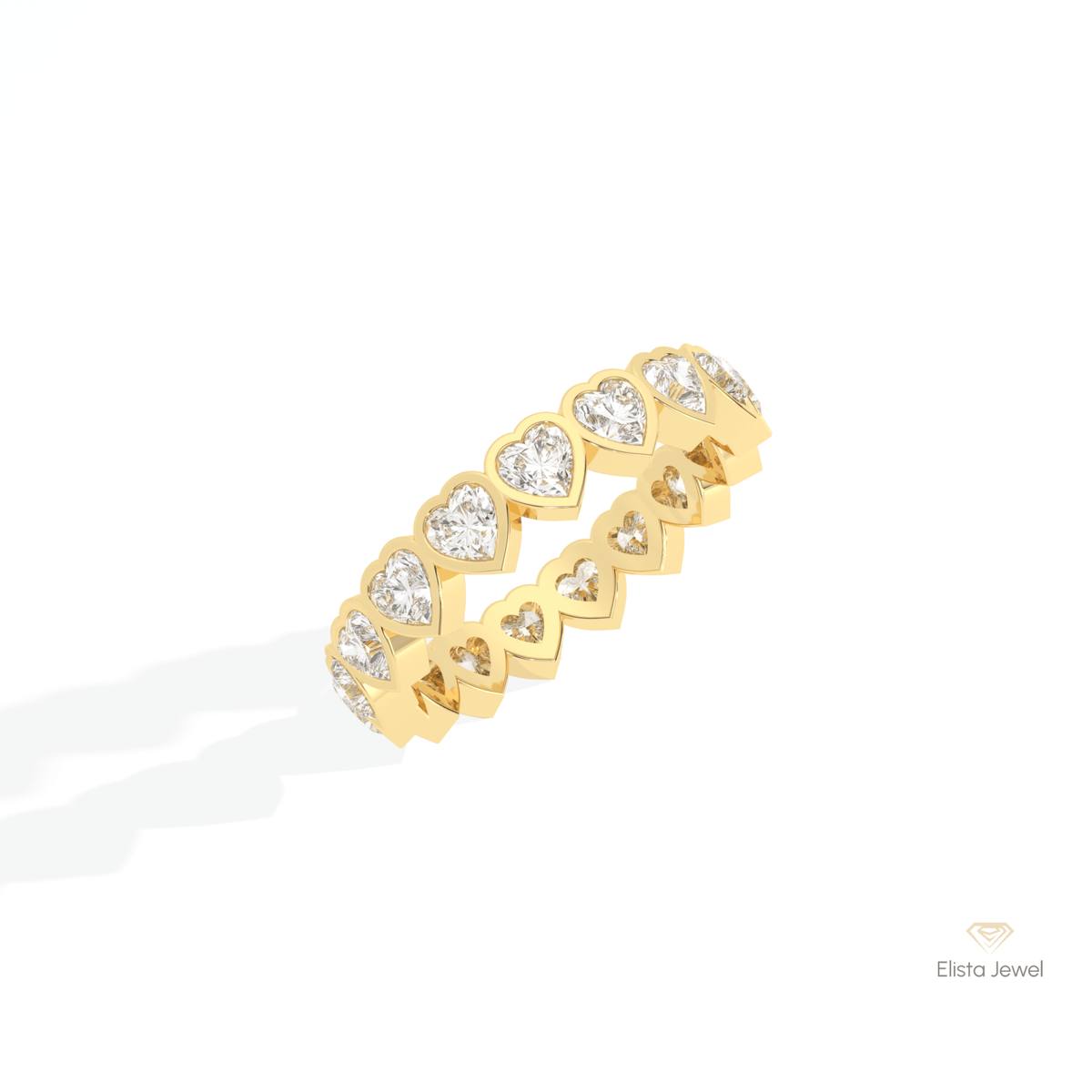 Heart Cut Bezel Full Eternity Lab Grown Diamond Band in Platinum - Lifestyle View