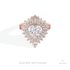 Heart Cut Double Halo Art Deco Lab Grown Diamond Ring in 18K Rose Gold - Ring on Hand View