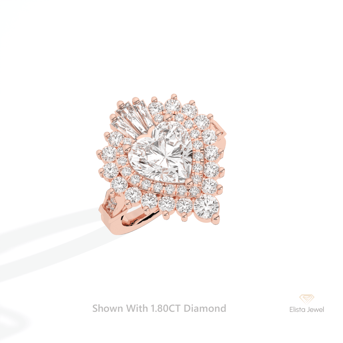 Heart Cut Double Halo Art Deco Lab Grown Diamond Ring in Platinum - Lifestyle View