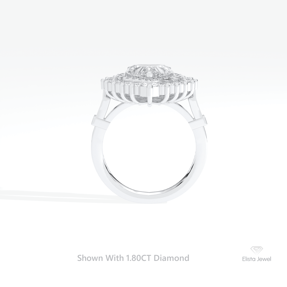 Heart Cut Double Halo Art Deco Lab Grown Diamond Ring in 10K Rose Gold - Angled View