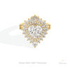 Heart Cut Double Halo Art Deco Lab Grown Diamond Ring in 14K Yellow Gold - Detail View