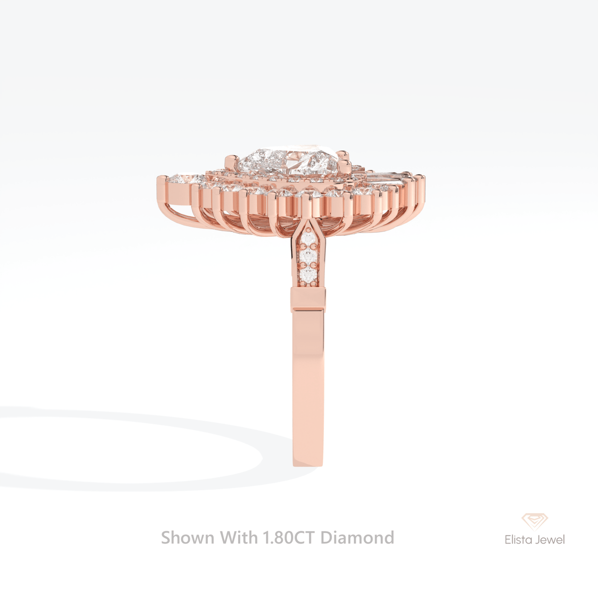 Heart Cut Double Halo Art Deco Lab Grown Diamond Ring - Additional View