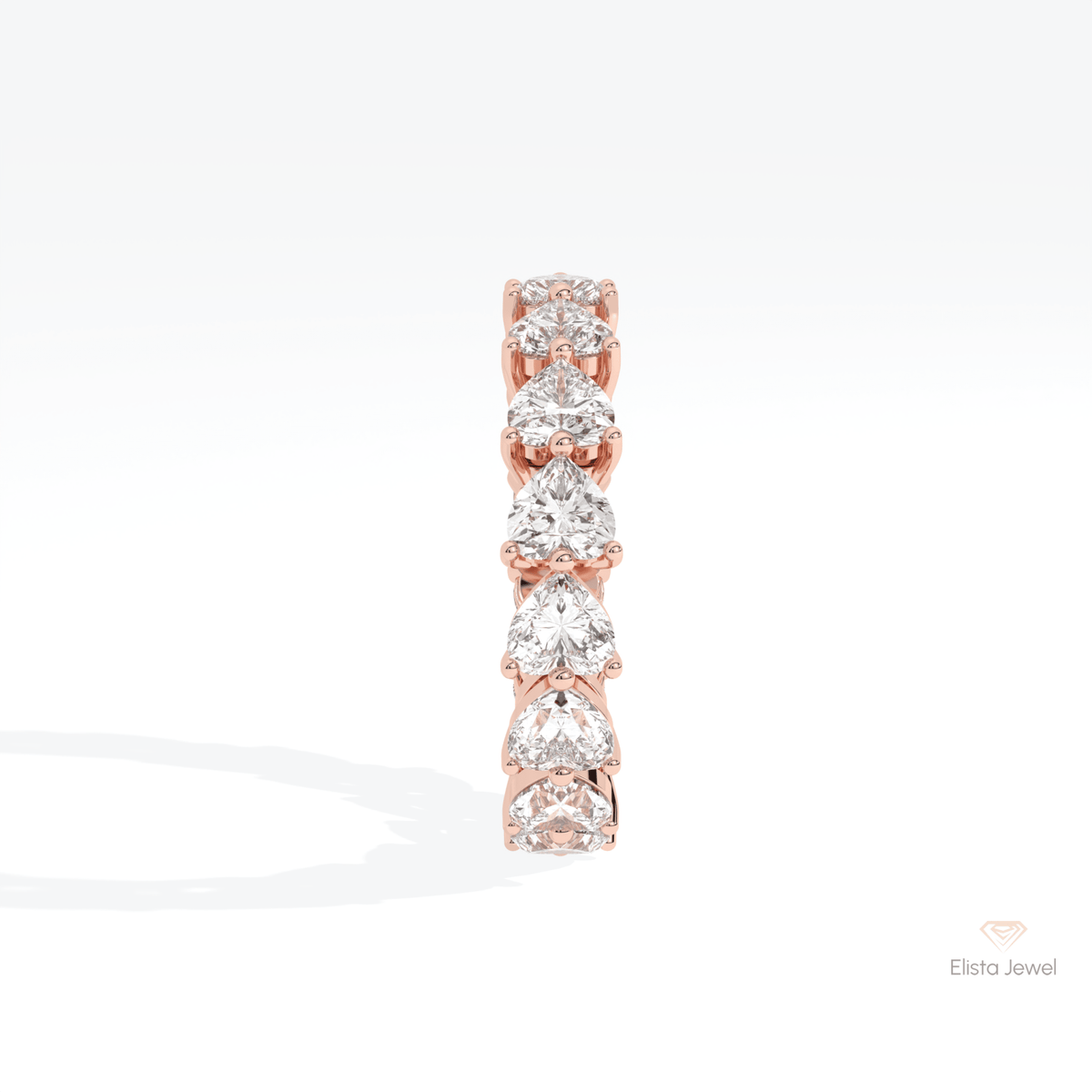 Heart Cut Full Eternity Wedding Lab Grown Diamond Band in 14K White Gold - Top View