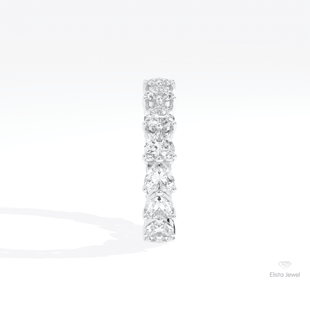 Heart Cut Full Eternity Wedding Lab Grown Diamond Band in 18K Yellow Gold - Perspective View