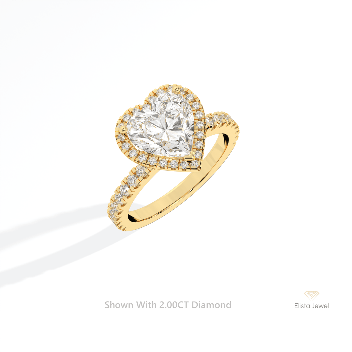Heart Cut Halo Engagement Lab Grown Diamond Ring in 14K Rose Gold - Profile View