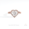 Heart Cut Halo Engagement Lab Grown Diamond Ring in 18K Rose Gold - Ring on Hand View