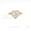 Heart Cut Halo Engagement Lab Grown Diamond Ring in 14K Yellow Gold - Detail View